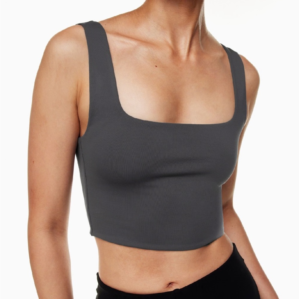 Aritzia Babaton Contour Square neck charcoal gray tank XS